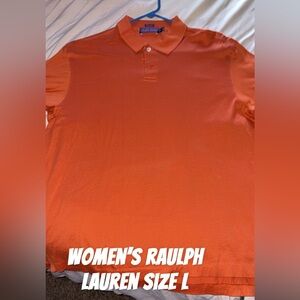 Ralph Lauren Women's Orange Button Down Shirt